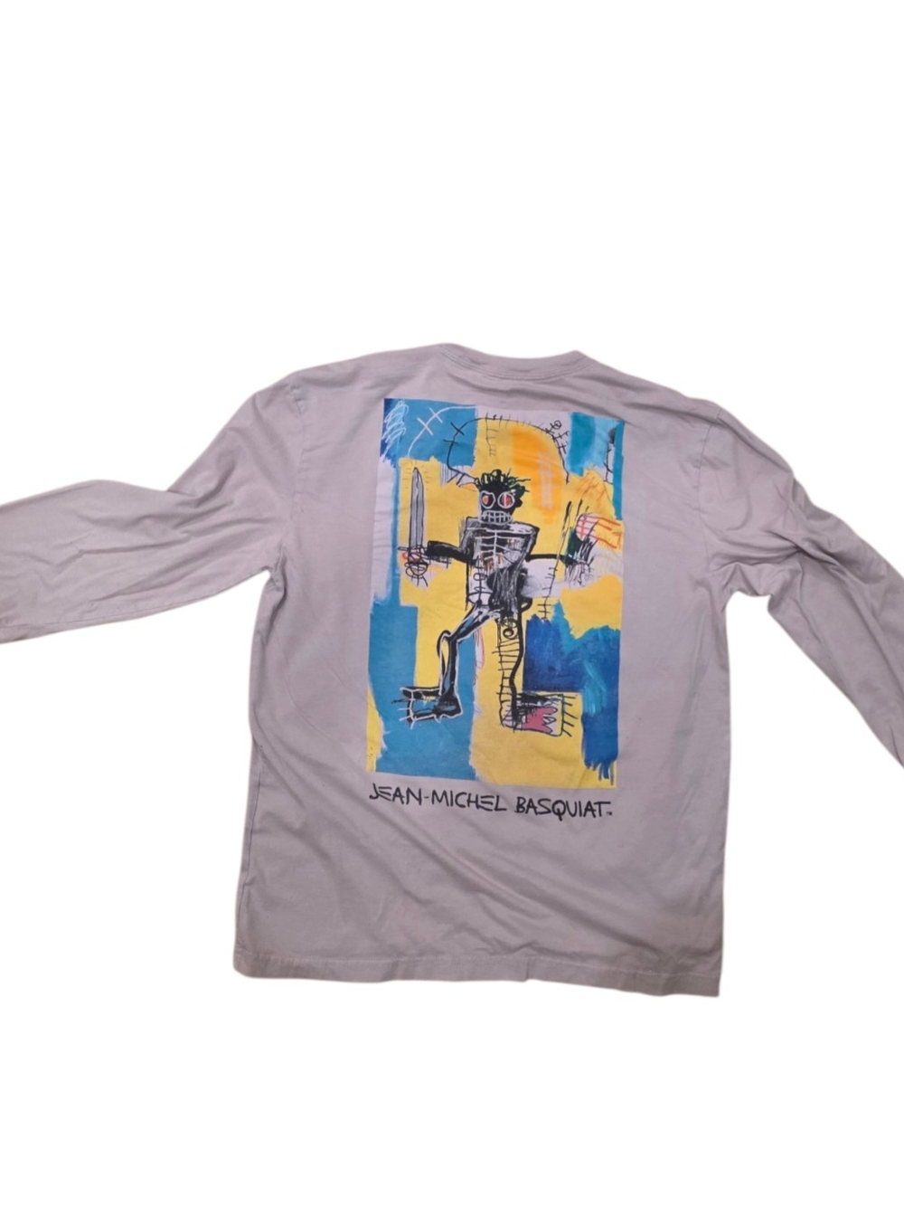 Grey Hollister Relaxed Long-sleeve Tee Features a Jean-Michel Basquiat Art